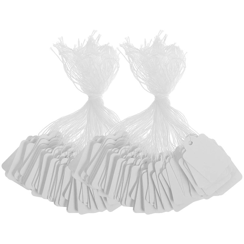 White Pre Tied Price Tags 1000pcs 1.38 x 0.87 Inch with String for Crafts - Image 2