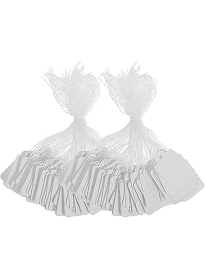 White Pre Tied Price Tags 1000pcs 1.38 x 0.87 Inch with String for Crafts - Image 1