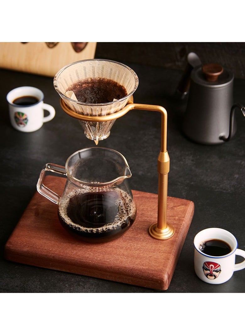 Captaintech Adjustable Pour Over Filter Coffee Dripper Station with Wooden Base Stand  - Image 1