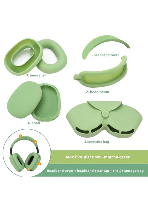 Digital Computer/bluetooth Headset Case/bluetooth Headset Shell Protective Cover For Airpods Pro-Color:max Five-piece Green (head Beam + Beam + Ear Cap + Shell + Storage Bag)-Model:Applicable To Airpods Max