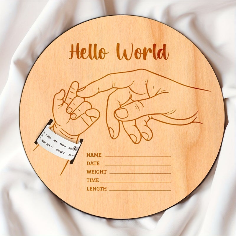 Wooden Birth Bracelet Keepsake 1pc Round Engraved Commemorative Plaque Mothers Day Gift Perfect Family Keepsake Holiday Decoration Shower Gift - Image 1