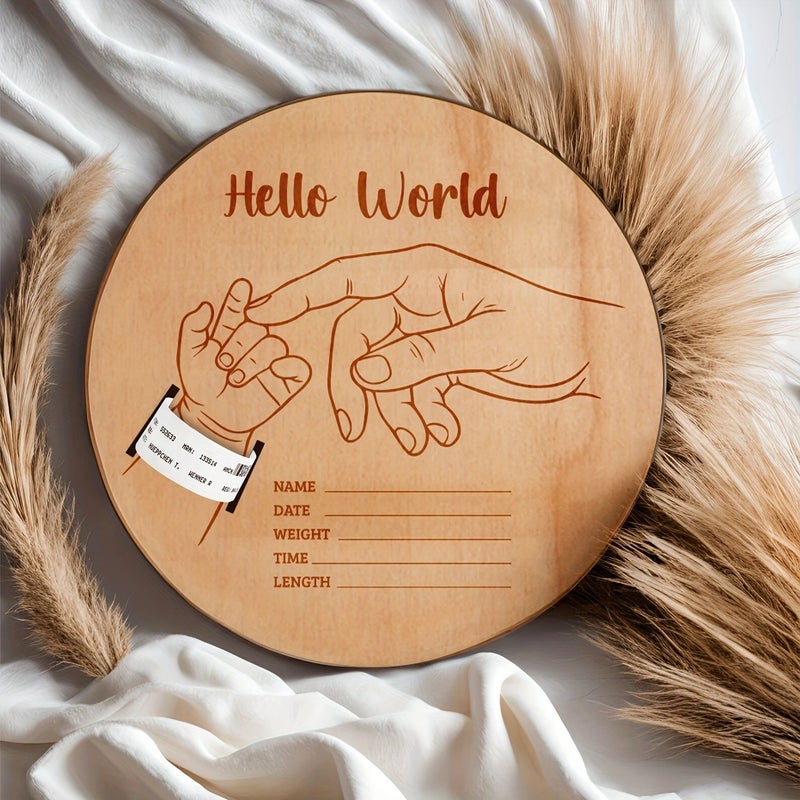 Wooden Birth Bracelet Keepsake 1pc Round Engraved Commemorative Plaque Mothers Day Gift Perfect Family Keepsake Holiday Decoration Shower Gift - Image 5
