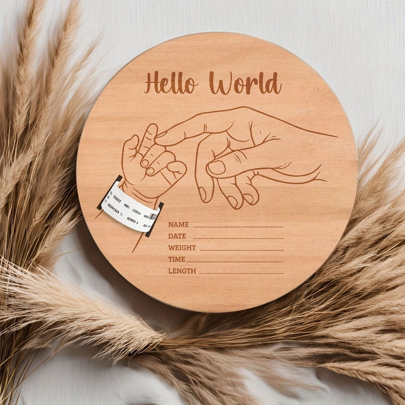 Wooden Birth Bracelet Keepsake 1pc Round Engraved Commemorative Plaque Mothers Day Gift Perfect Family Keepsake Holiday Decoration Shower Gift - Image 4