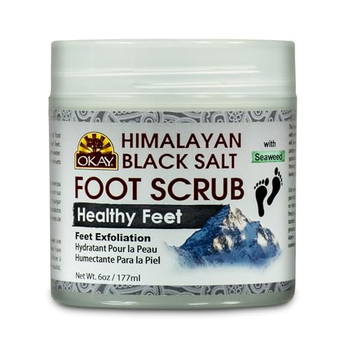 OKAY Pure Naturals Black Salt Foot Scrub 6oz - Image 1