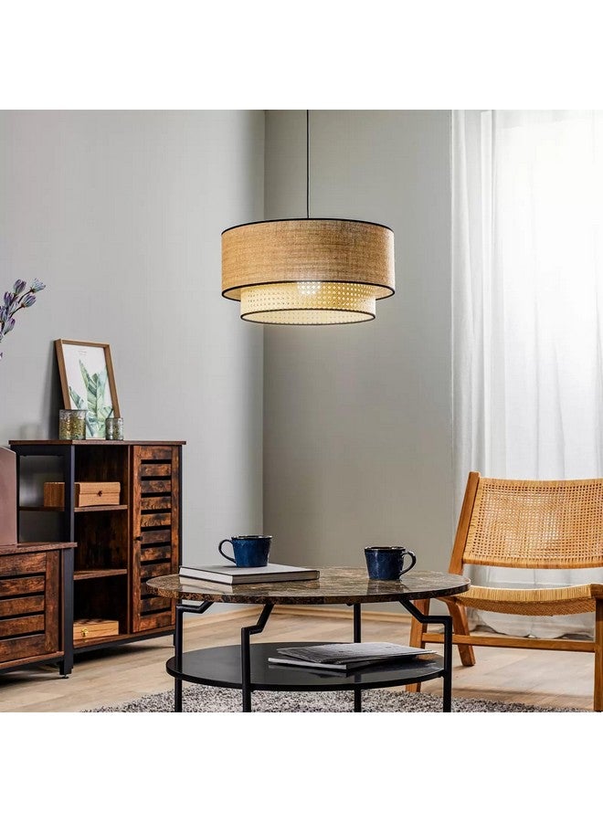 AKWAY Bamboo Hanging lamp for Living Room | Rattan Hanging lamp | Cane Pendant Light for Home Decoration (Jute) (Beige, 14 Dia x 10 Height) - Image 2