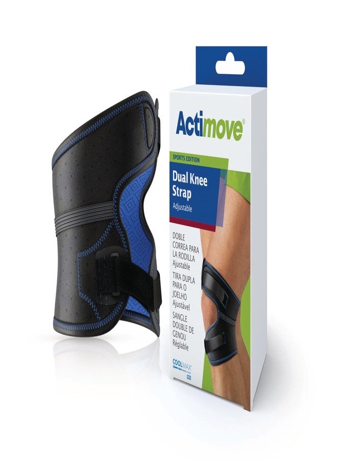 Actimove Sports Edition Adjustable Dual Knee Strap - Knee Support for Pain Relief & Compression, Wear on Left or Right - Black, X-Large - Image 1