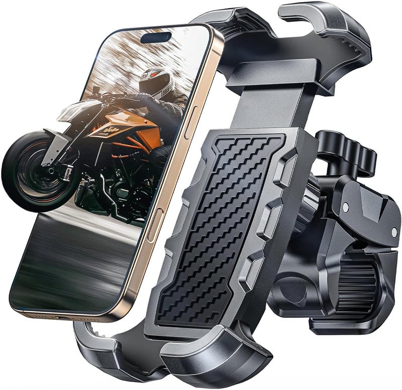 Viccux Motorcycle Phone Mount, Phone Holder [Heavy-Duty Clamp] & [All-Around Secure] for Bike Motorcycle Bicycle Scooter Handlebar, Cell Phone Clip Compatible with 4.7"-6.7" Phones - Image 1