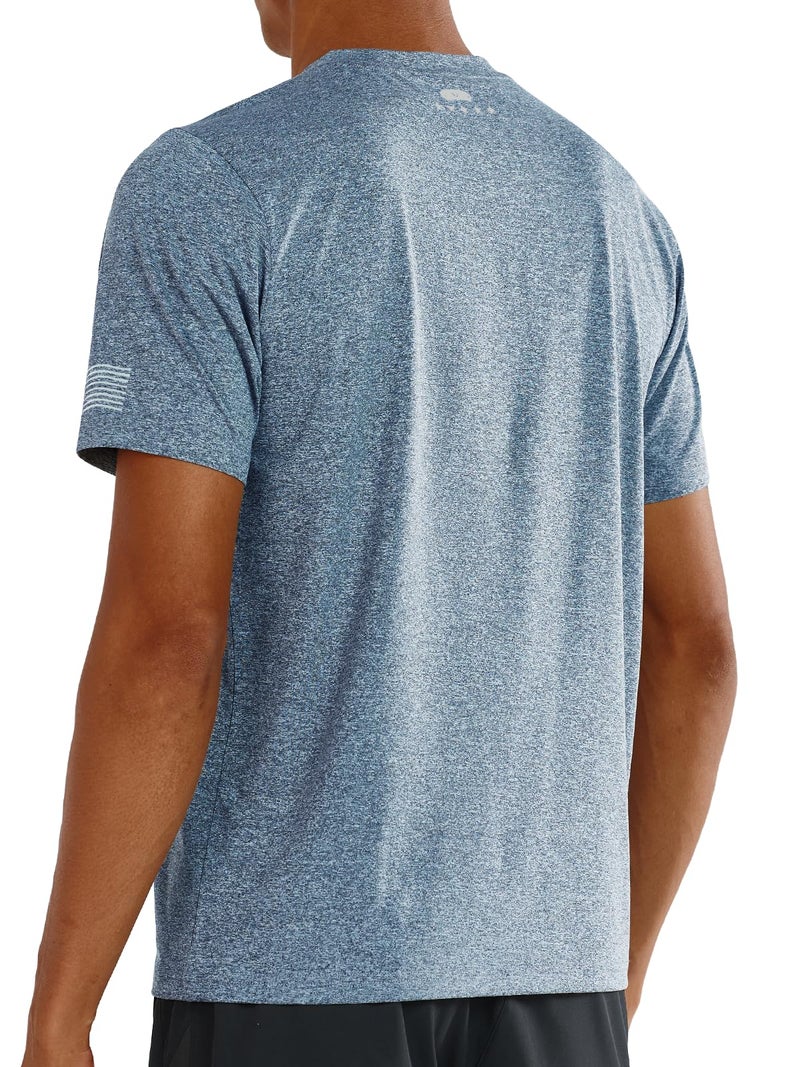 NORTHYARD Men's UPF 50+ Sun Protection Shirts Swim SPF UV Quick Dry Short Sleeve T-Shirts for Athletic Fishing Rash Guard Blue Heather L - Image 2