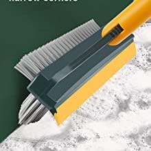 Immortal Bathroom Cleaning Brush with Wiper 3 in 1 Tiles Cleaning Brush with Long Handle 120° Rotate Bathroom Floor Cleaning Brush Floor Scrub Bathroom Brush Home Kitchen (3 0 1) - Image 4