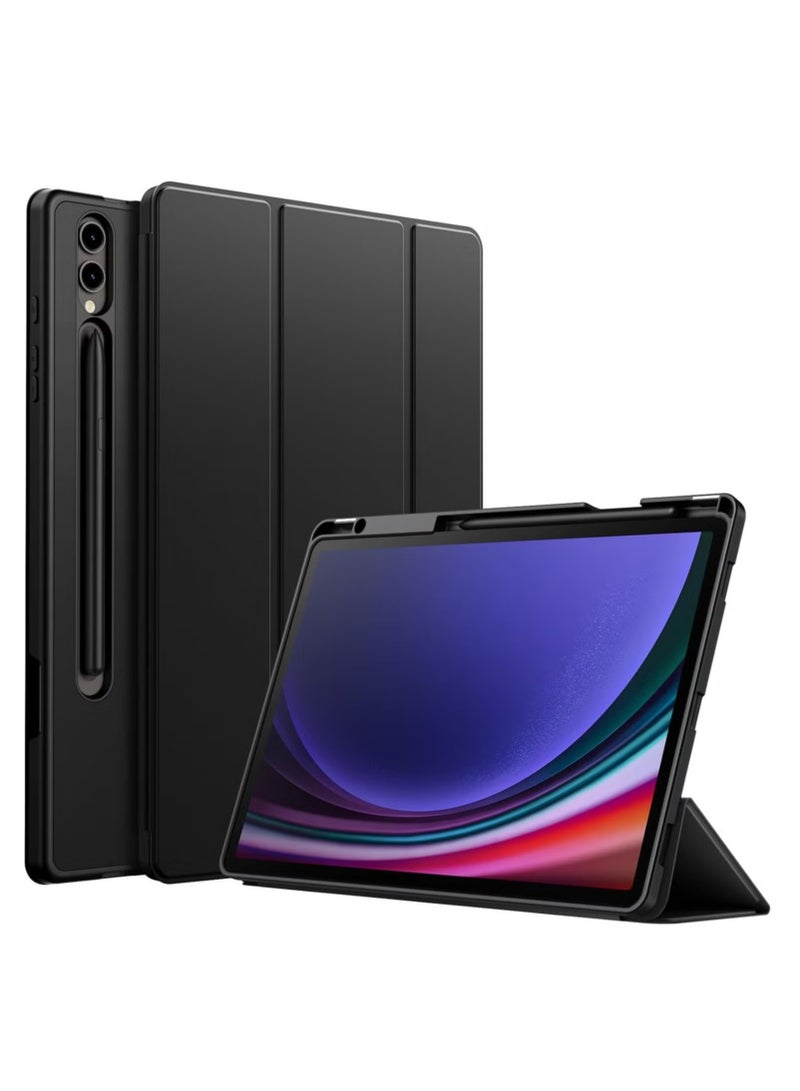 NEW Samsung Galaxy Tab S10 Plus 12.4 Inch Case with S Pen Holder – Soft TPU Tri-Fold Stand, Protective Cover, Auto Wake/Sleep, S Pen Charging, Black - Image 1