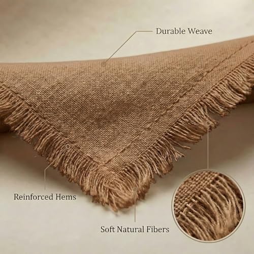 ACCENTHOME Brown Cotton Linen Napkin Set of 12 18x18 inch Dinner Napkins - Washable Soft Premium Hotel Quality Reusable Hemmed Edges Napkins Perfect Table Linens for Family Dinners, Weddings - Image 5