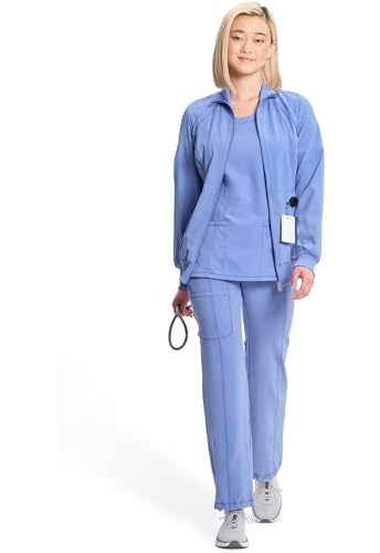 Cherokee Infinity Zip Front Scrub Jackets for Women, 4-Way Stretch Fabric 2391A, XXS, Ciel - Image 4