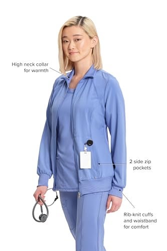 Cherokee Infinity Zip Front Scrub Jackets for Women, 4-Way Stretch Fabric 2391A, XXS, Ciel - Image 5