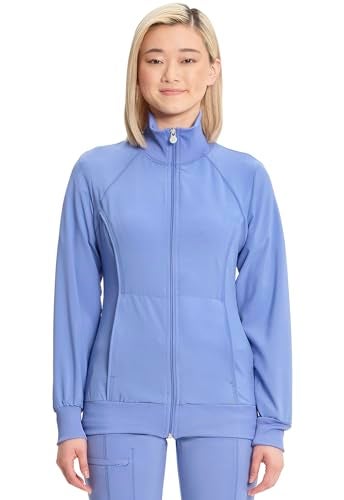 Cherokee Infinity Zip Front Scrub Jackets for Women, 4-Way Stretch Fabric 2391A, XXS, Ciel - Image 1
