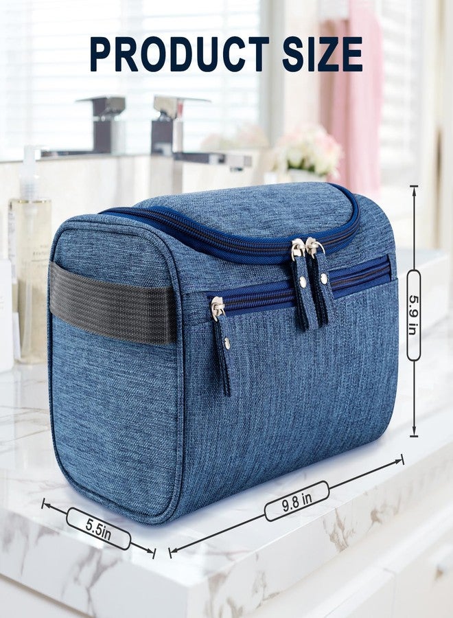 PNEUICALLY Hanging Toiletry Bag for Women and Men Traveling Makeup Large Capacity Cosmetics Portable Dopp Kit Storage Organizer Bag with Hanging Hook for Toiletries Brushes (Frosted Navy) - Image 2
