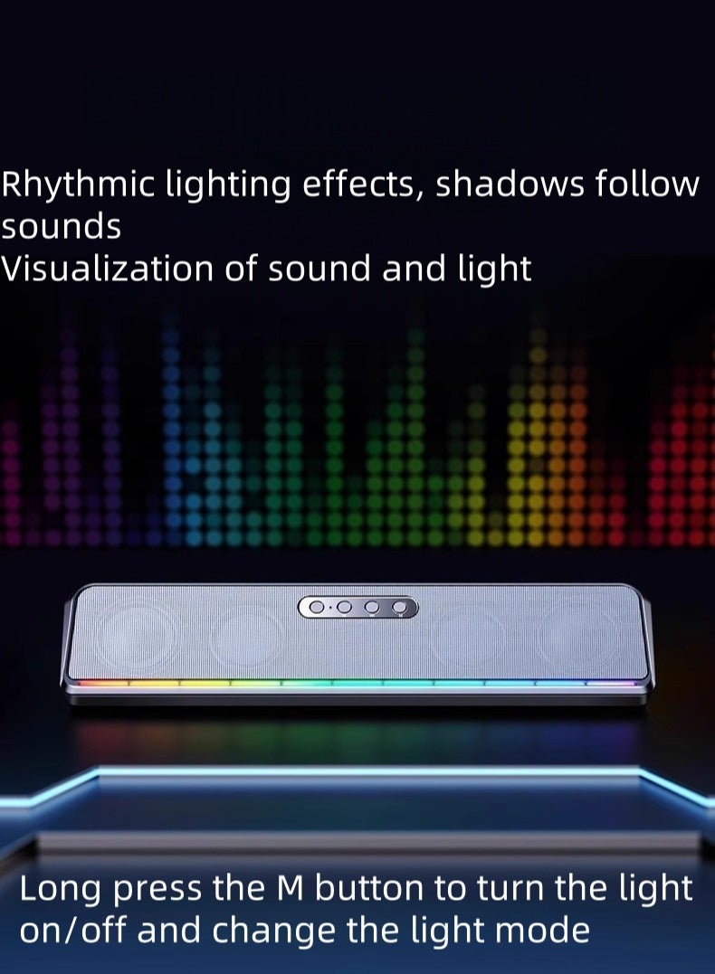 BESTPEAK Computer Speakers, 2.0 Stereo USB Powered Wired and Desktop Sound Bar, RGB Color Light USB Wired Speakers with LED High Fidelity Sound Quality Computer Sound Bar, PC Speakers, Gaming Speakers for TV, Desktop Laptop, PC Monitor, Mobile Phone - Image 2