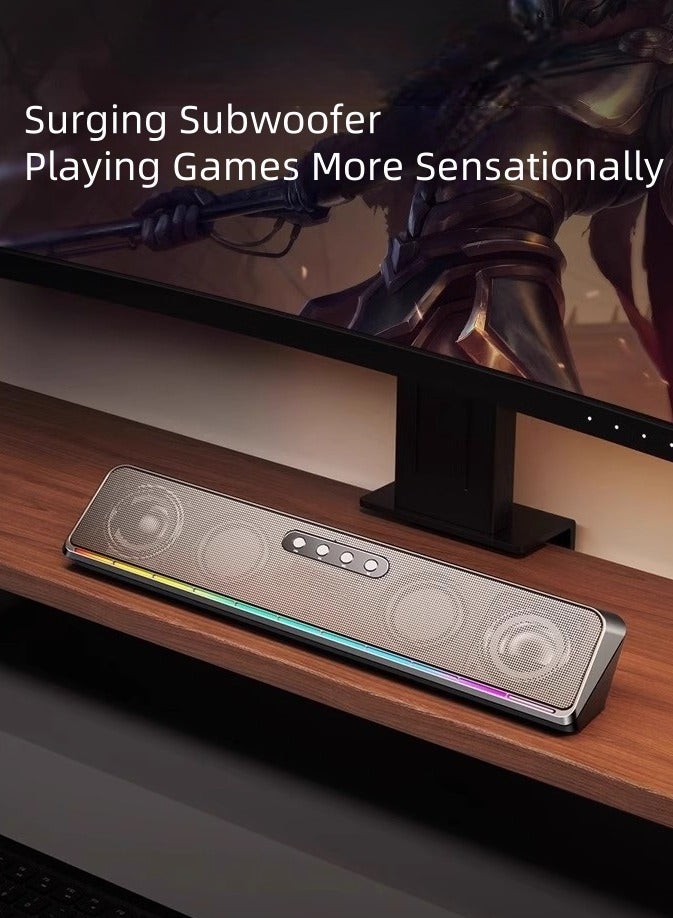 BESTPEAK Computer Speakers, 2.0 Stereo USB Powered Wired and Desktop Sound Bar, RGB Color Light USB Wired Speakers with LED High Fidelity Sound Quality Computer Sound Bar, PC Speakers, Gaming Speakers for TV, Desktop Laptop, PC Monitor, Mobile Phone - Image 5