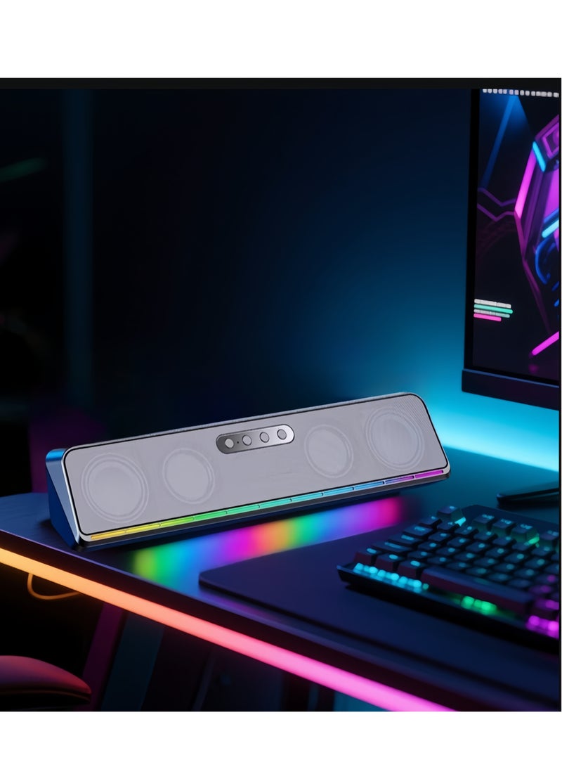 BESTPEAK Computer Speakers, 2.0 Stereo USB Powered Wired and Desktop Sound Bar, RGB Color Light USB Wired Speakers with LED High Fidelity Sound Quality Computer Sound Bar, PC Speakers, Gaming Speakers for TV, Desktop Laptop, PC Monitor, Mobile Phone - Image 1