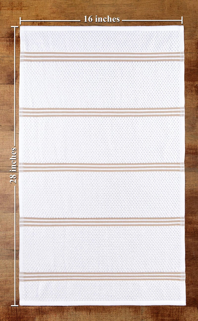 Sticky Toffee Kitchen Towels Dish Towels 100% Cotton  Set of 4  Tan and White Hand Towels  Tea Towels  Reusable and Absorbent Cleaning Cloths  Oeko-Tex Cotton  28 in x 16 in  - Image 5