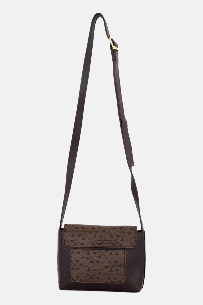 VINCE Women Matera Brand Logo Cross Body Bag 14 H x 19 L x 5 W cm, Brown - Image 2