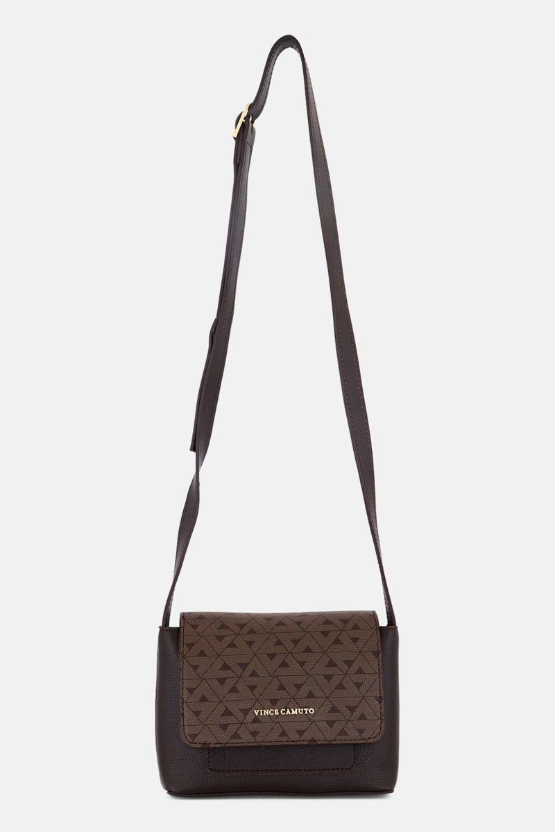 VINCE Women Matera Brand Logo Cross Body Bag 14 H x 19 L x 5 W cm, Brown - Image 1