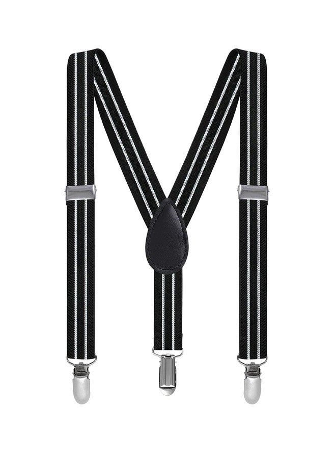 Bskifnn Stripe Suspenders for Kids - Adjustable Toddler Suspenders with Clips for Wedding Party (Black White) - Image 1