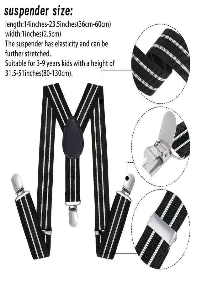 Bskifnn Stripe Suspenders for Kids - Adjustable Toddler Suspenders with Clips for Wedding Party (Black White) - Image 2