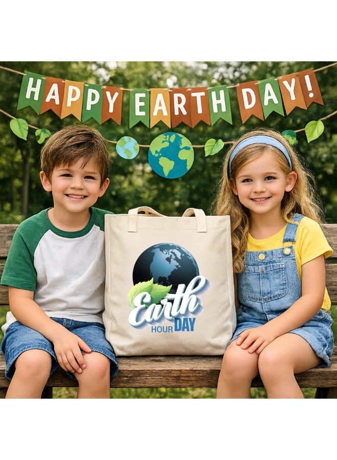 PRINTSHOP4ME Earth Hour Tote Bag-Cotton Canvas,Reusable-Perfect For School,Travel And Birthday Gift-Eco-Friendly Canvas Cotton Tote Bag For Women-Earth Day Gift - Image 2