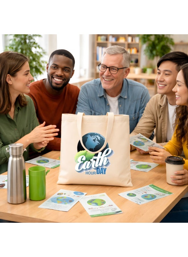 PRINTSHOP4ME Earth Hour Tote Bag-Cotton Canvas,Reusable-Perfect For School,Travel And Birthday Gift-Eco-Friendly Canvas Cotton Tote Bag For Women-Earth Day Gift - Image 3