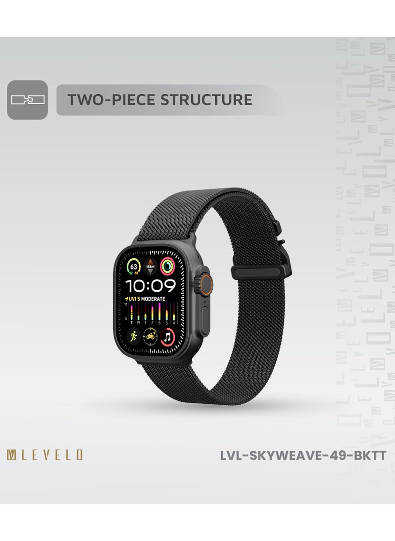 حزام ساعة SkyWeave لساعة Apple Watch مقاس 49/46 مم / مادة مضادة للحساسية / قابل للارتداء على مدار الساعة / حزام ساعة متين للغاية - أسود - pzsku/Z6E9925782227B9A0B2F3Z/45/_/1733496503/d15d8f3f-54e9-47a4-a42e-1562e029a417