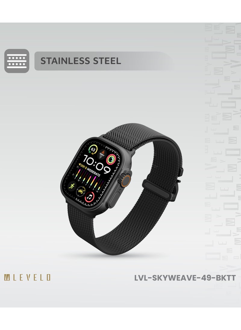 حزام ساعة SkyWeave لساعة Apple Watch مقاس 49/46 مم / مادة مضادة للحساسية / قابل للارتداء على مدار الساعة / حزام ساعة متين للغاية - أسود - pzsku/Z6E9925782227B9A0B2F3Z/45/_/1733496513/ef694c39-eb3c-4688-befc-de54505ee2ed