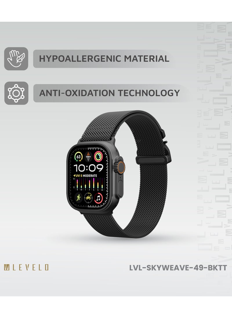 حزام ساعة SkyWeave لساعة Apple Watch مقاس 49/46 مم / مادة مضادة للحساسية / قابل للارتداء على مدار الساعة / حزام ساعة متين للغاية - أسود - pzsku/Z6E9925782227B9A0B2F3Z/45/_/1733496525/271eec41-3107-46d8-ab20-6917d104b99b