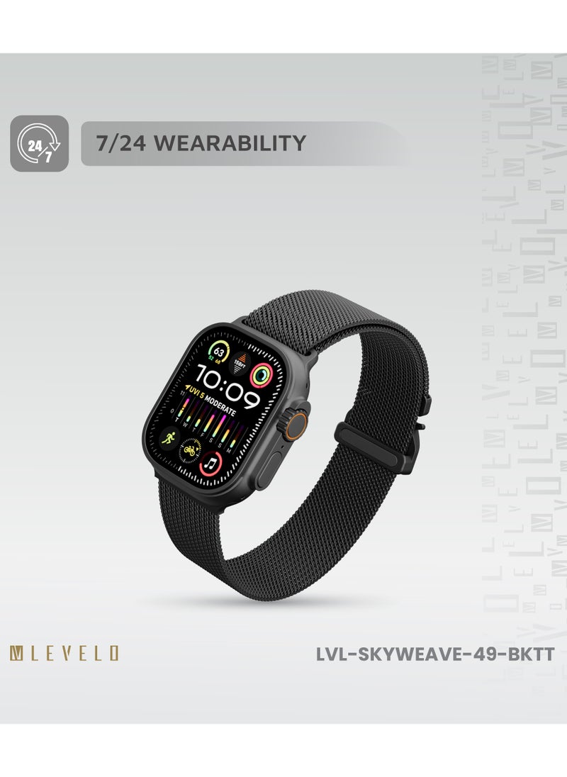 حزام ساعة SkyWeave لساعة Apple Watch مقاس 49/46 مم / مادة مضادة للحساسية / قابل للارتداء على مدار الساعة / حزام ساعة متين للغاية - أسود - pzsku/Z6E9925782227B9A0B2F3Z/45/_/1733496533/d67be841-80be-401c-bd36-c189ab4bbd1b