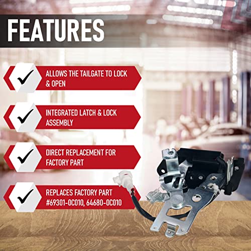 AA Ignition Tailgate Latch Lock Actuator - Compatible with Toyota Sequoia 2001, 2002, 2003, 2004, 2005, 2006, 2007 - Replaces 69301-0C010, 64680-0C010, 931-861, 646800C010 - Integrated Liftgate Latch Assembly - Image 2