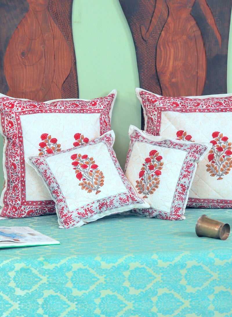 أوجريا غطاء وسادة مبطن من القطن العضوي الفاخر مطبوع يدويًا مشع وردي غير مسبب للحساسية 40 سم × 40 سم - Image 4