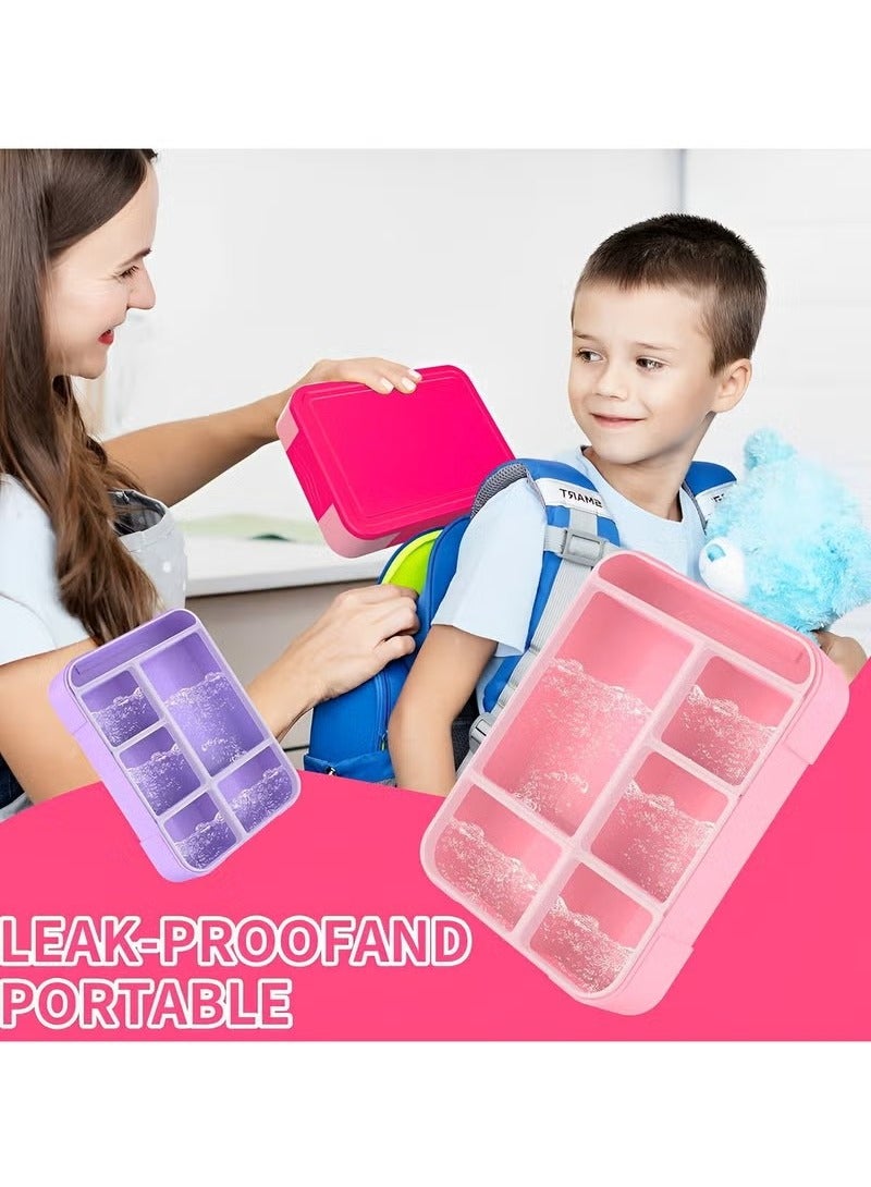 Gonice Bento Box, Lunch Box for Kids, Bento Lunch Box Kids Adults，With Fork Spoon,Food-Safe Leakproof 5 Compartments and 1 Salad Dressing Containers,1330 ML (Pink)  - Image 3