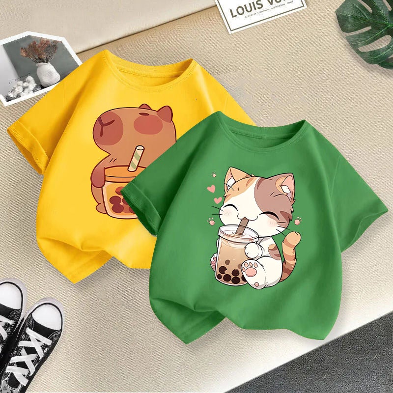 Children'S Wear Boys And Girls Short-Sleeved Children'S T-Shirt 2025 Cute Casual Half-Sleeved Top For Big Kids - Image 4