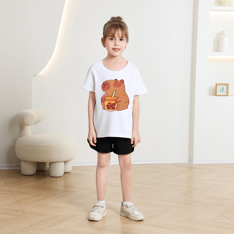 Children'S Wear Boys And Girls Short-Sleeved Children'S T-Shirt 2025 Cute Casual Half-Sleeved Top For Big Kids - Image 5