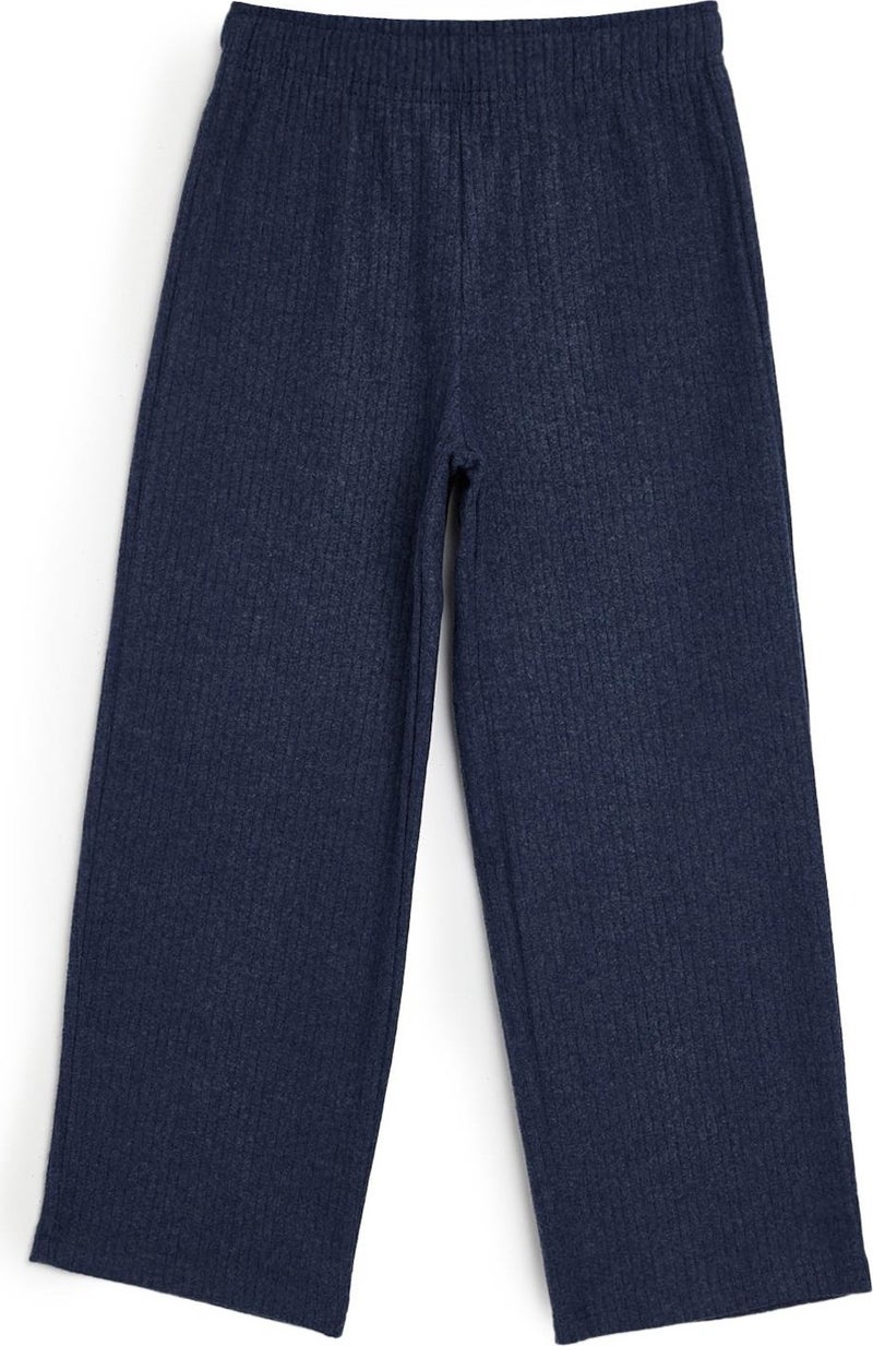 mmetalic Elastic Waist Indigo Girls Tracksuit Bottoms - Comfortable Wide Leg Thick Fabric 7-8-9-10-11-12-13-14 Years  - Image 5