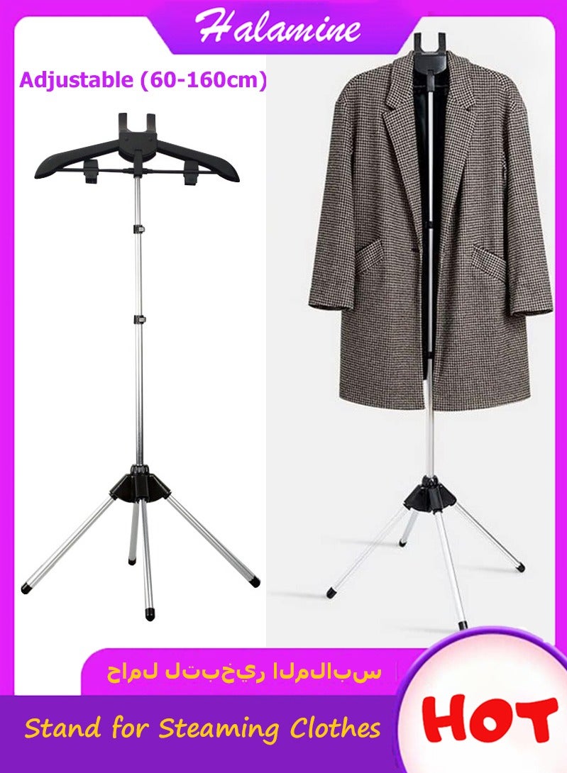Halamine Stand for Steaming Clothes,Steam Ironing Garment Rack  - Retractable & Foldable Design, 3-Level Height Adjustable (60-160cm) Heavy-Duty for Home, Office, Commercial Use - Space-Saving Black Garment Rack - Image 1