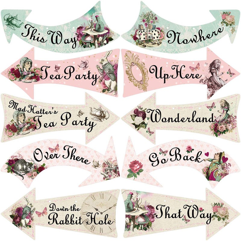 ceiba tree Truly Alice Arrow Hanging Signs Cutouts for Tea Party Decoration 10 Pcs - Image 1