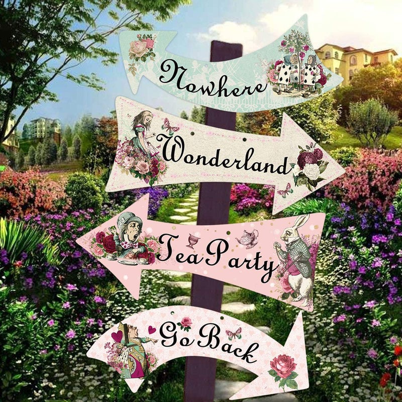 ceiba tree Truly Alice Arrow Hanging Signs Cutouts for Tea Party Decoration 10 Pcs - Image 5