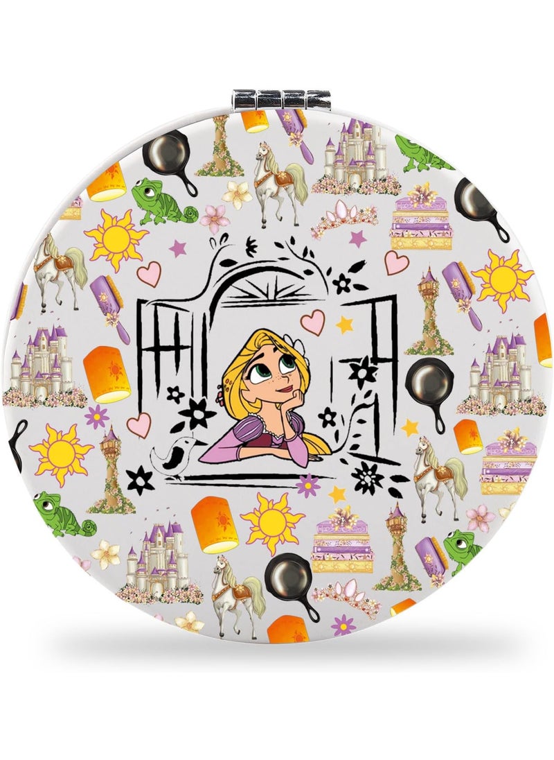 SEIRAA - SEIRAA Rapunzel Makeup Mirror Rapunzel Lover Gifts Fairy Tale Princess Pocket Mirror Rapunzel Merch (YellowHairGirl) - Image 1