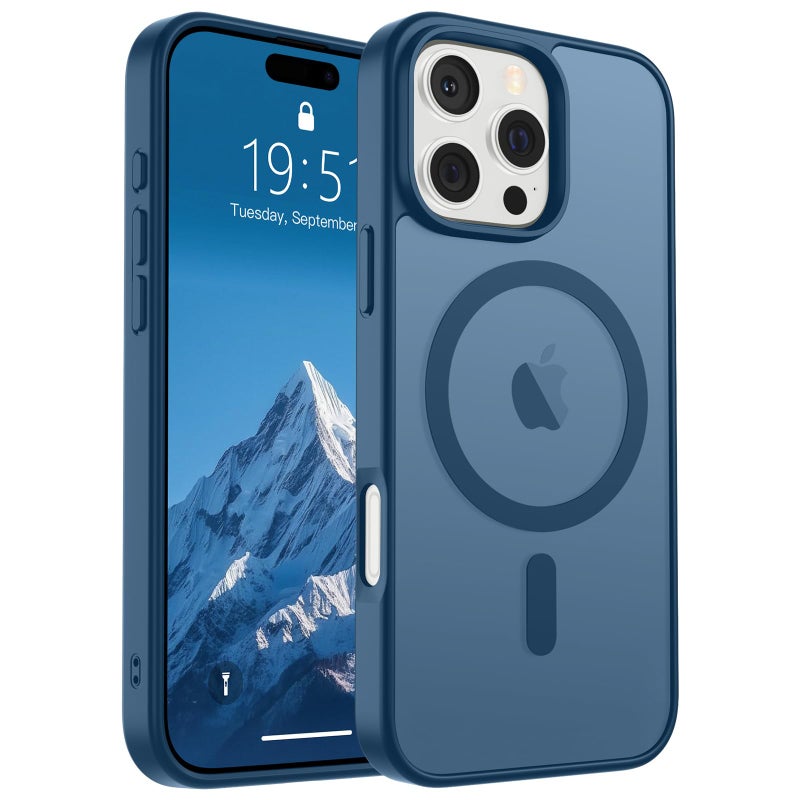 SUPFINE Magnetic for iPhone 16 Pro Case(Compatible with MagSafe)(Military Grade Drop Protection) Slim Translucent Matte Shockproof with Anti-Fingerprint Phone Case,Deep Blue - Image 1