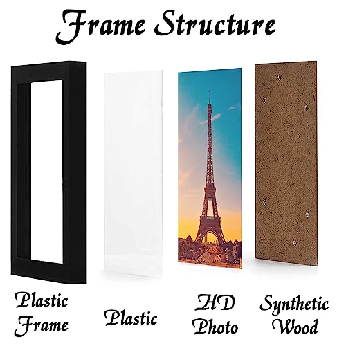 icariery 11x17 Picture Frame Set of 5, Black Photo Frames High Transparent Wall Gallery Desktop Horizontal Vertical for Canvas Collage Photo Poster Certificate 11 x 17 inches - Image 2
