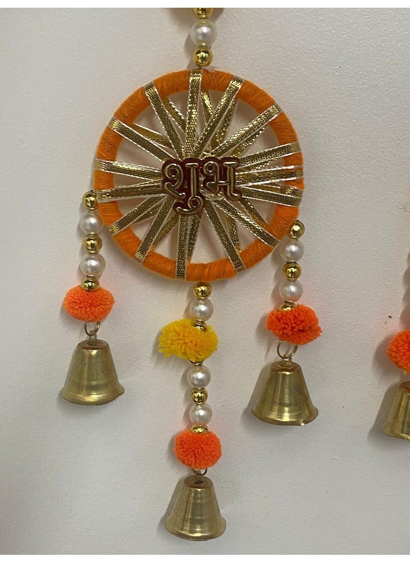 MAGPIE Magpie Collections Handmade Orange Color Shubh Labh Strings Pom Pom for DoorWall Hanging Bandhanwar Garland for Decoration Diwali FestivalNavratriWedding 1 FT2 Strings  - Image 3