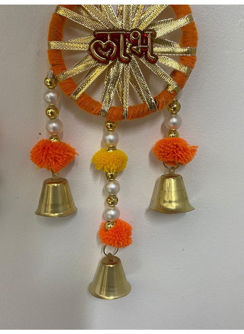 MAGPIE Magpie Collections Handmade Orange Color Shubh Labh Strings Pom Pom for DoorWall Hanging Bandhanwar Garland for Decoration Diwali FestivalNavratriWedding 1 FT2 Strings  - Image 5