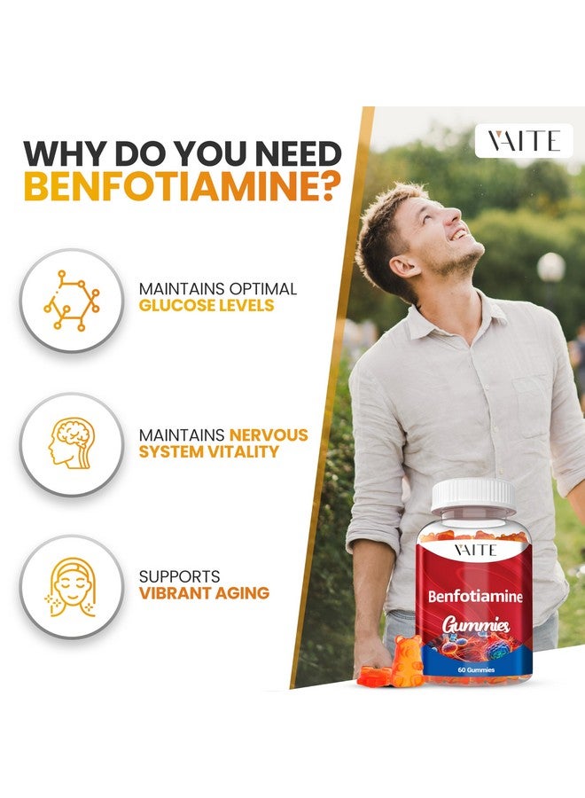 VAITE Benfotiamine 320mg Gummies with 45mg L-Leucine Supplement: Essential Vitamin B1 Complex for Men and Women, Non-GMO, Vegan & Gluten-Free - Supports Metabolism, Energy & Nervous System Health - Image 2