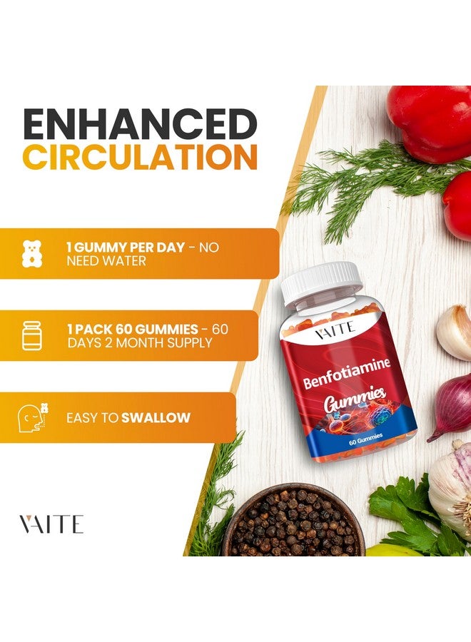 VAITE Benfotiamine 320mg Gummies with 45mg L-Leucine Supplement: Essential Vitamin B1 Complex for Men and Women, Non-GMO, Vegan & Gluten-Free - Supports Metabolism, Energy & Nervous System Health - Image 4