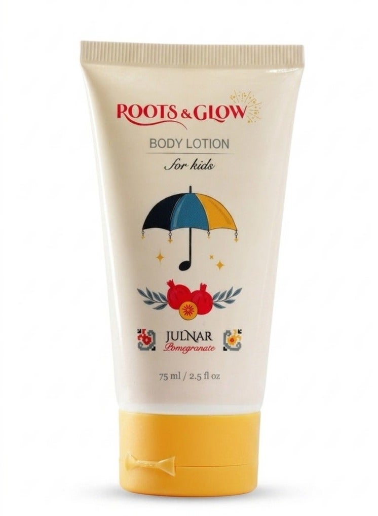 Roots & Glow Kids Body Lotion – 75ml Pomegranate Gentle Moisturizer for Children – Made for GCC Climate – Vitamin E & Glycerin Formula – Soothing Long-Lasting Hydration – Non-Greasy Safe for Daily Use – Roots & Glow - Image 1